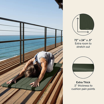 Solana Yoga Mat 1/2" Thick W/Nylon Strap for Men & Women - Non Slip Excercise Mat for Yoga, Pilates, Stretching, Floor & Fitness Workouts, Black