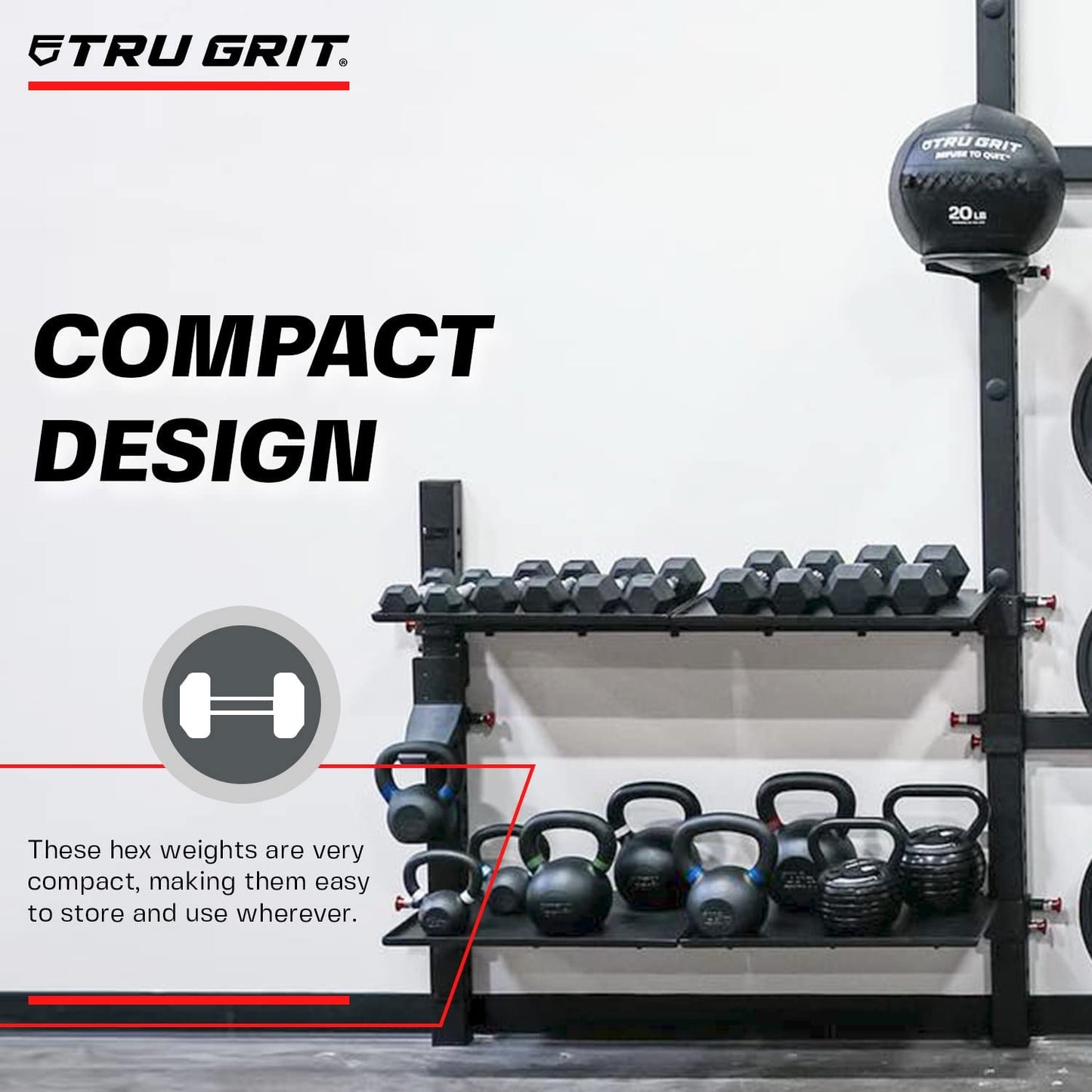 Hex Elite TPR Dumbbells - Rubber Dumbbells Designed with Chrome-Plated Steel Handles, TPU Heads, and Hexagon-Shaped Rubber-Encased Ends