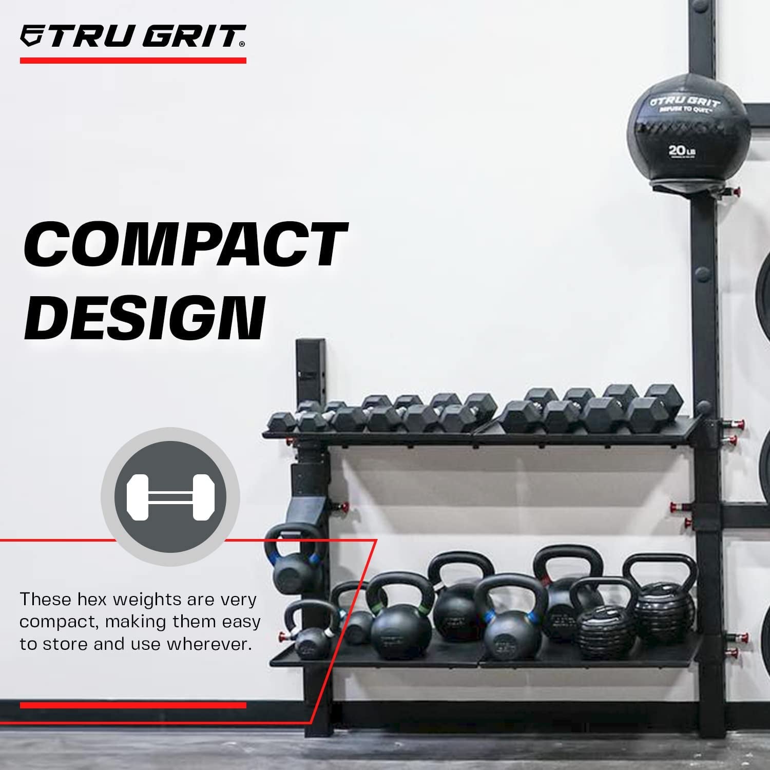 Hex Elite TPR Dumbbells - Rubber Dumbbells Designed with Chrome-Plated Steel Handles, TPU Heads, and Hexagon-Shaped Rubber-Encased Ends