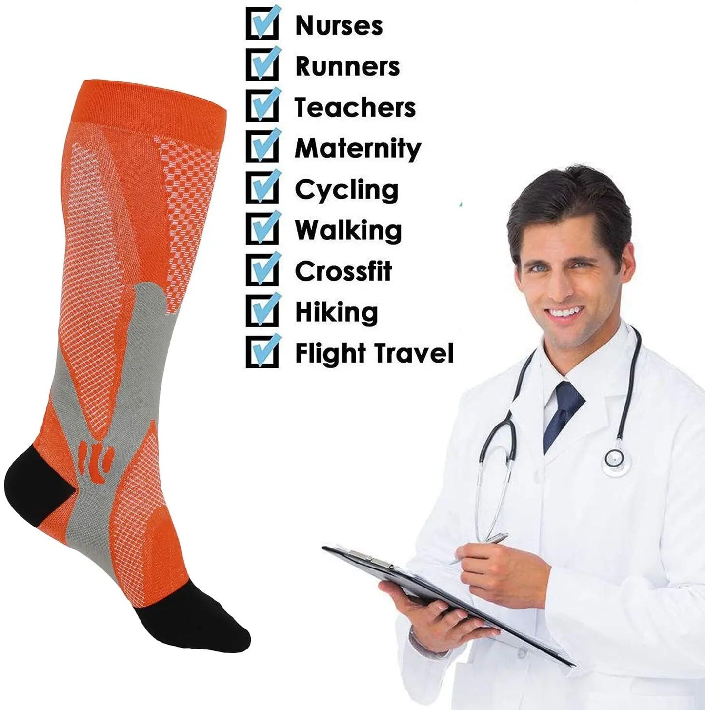 Running Compression Socks Stockings 20-30 Mmhg Men Women Sports Socks for Nursing Rugby Marathon Cycling Football Varicose Veins