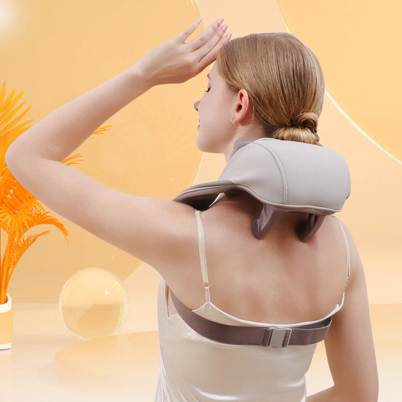 Shiatsu Neck and Back Massager with Soothing Heat Wireless Electric Deep Tissue 5D Kneading Massage Pillow Shoulder Leg Body