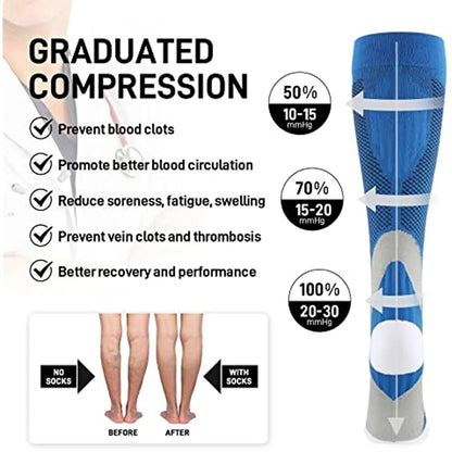 Running Compression Socks Stockings 20-30 Mmhg Men Women Sports Socks for Nursing Rugby Marathon Cycling Football Varicose Veins