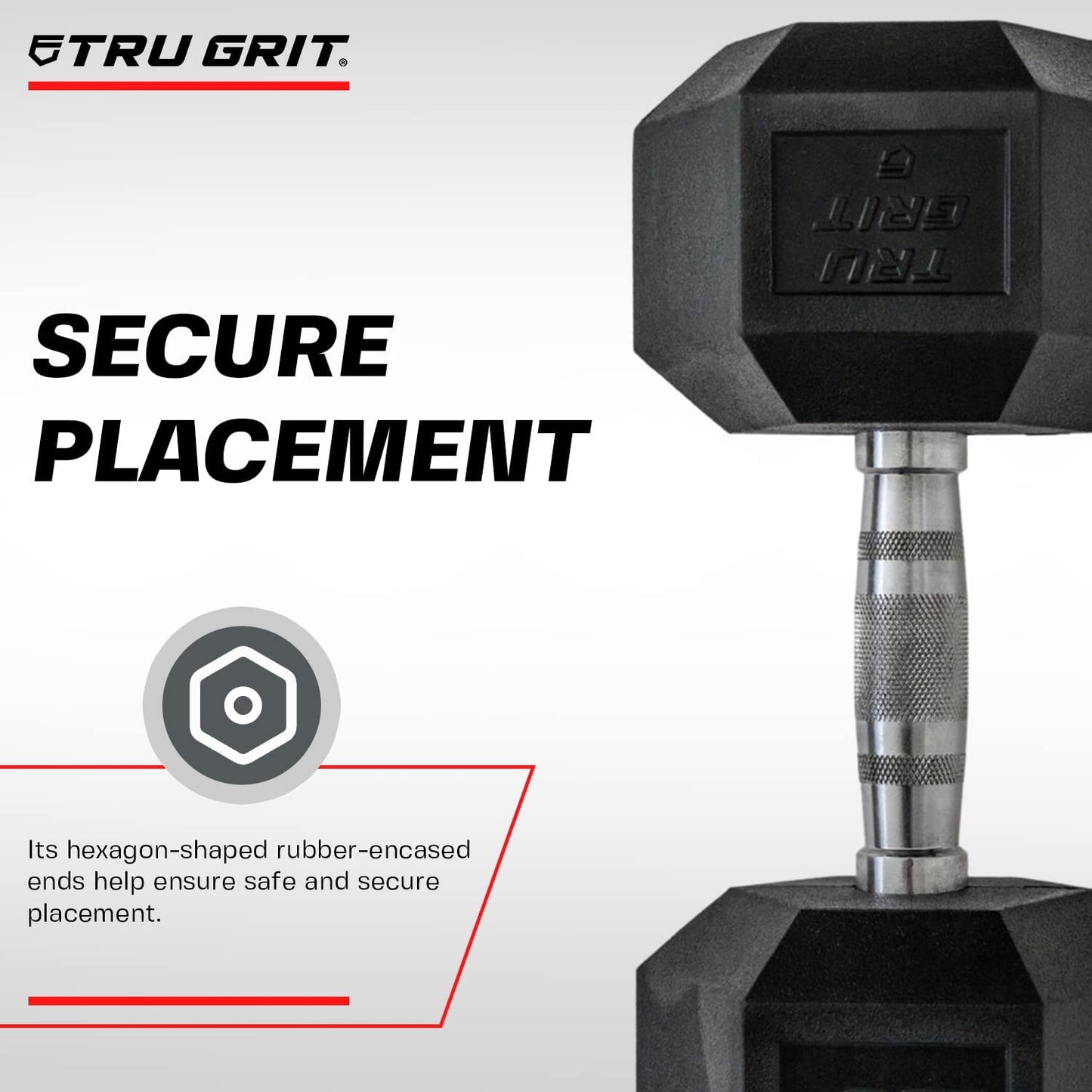 Hex Elite TPR Dumbbells - Rubber Dumbbells Designed with Chrome-Plated Steel Handles, TPU Heads, and Hexagon-Shaped Rubber-Encased Ends