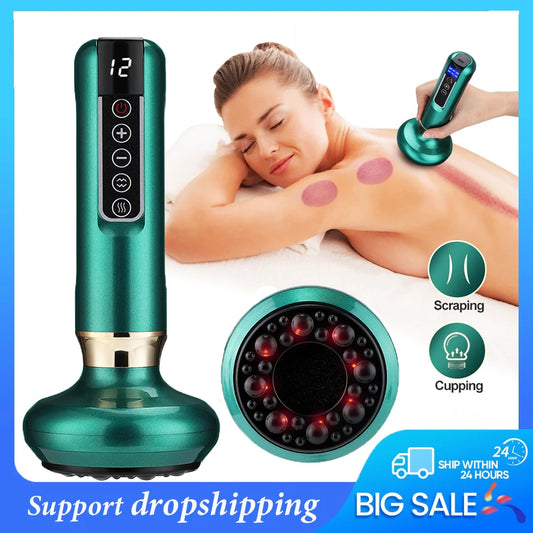 Electric Cupping Massager Vacuum Suction Cup Guasha anti Cellulite Beauty Health Scraping Infrared Heat Slimming Massage Therapy
