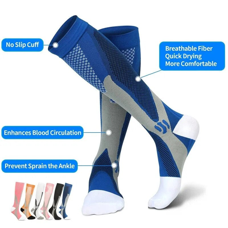 Running Compression Socks Stockings 20-30 Mmhg Men Women Sports Socks for Nursing Rugby Marathon Cycling Football Varicose Veins